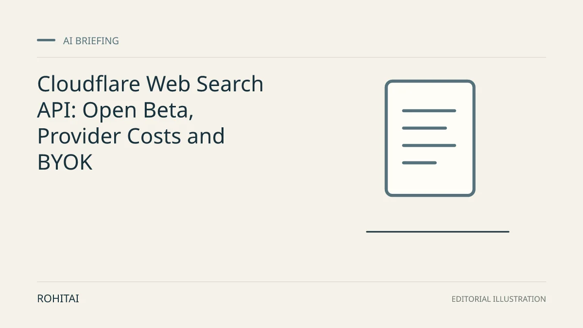 Editorial illustration for Cloudflare Web Search API: Open Beta, Provider Costs and BYOK: a document represents the research briefing. Not documentary evidence.