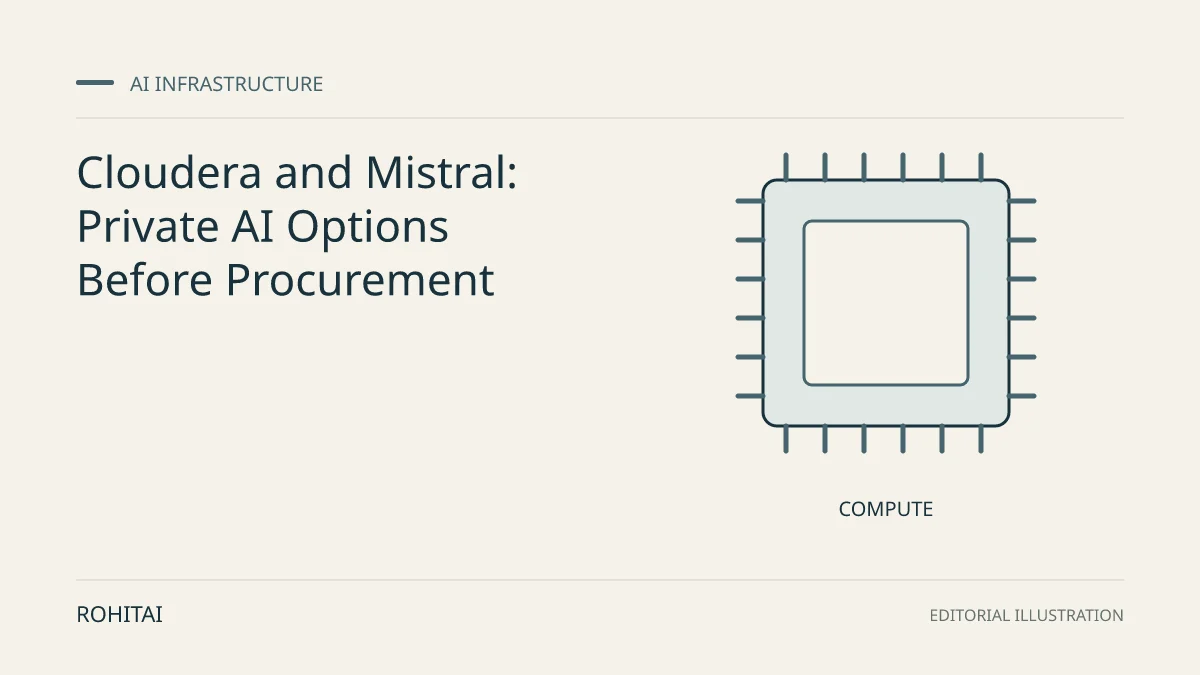 Editorial illustration for Cloudera and Mistral: Private AI Options Before Procurement: a processor represents compute infrastructure. Not documentary evidence.