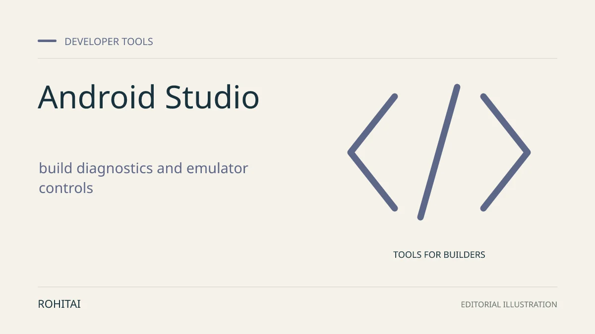 Editorial illustration for Android Studio brings third-party coding agents to its stable release: code brackets represent developer tools. Not documentary evidence.