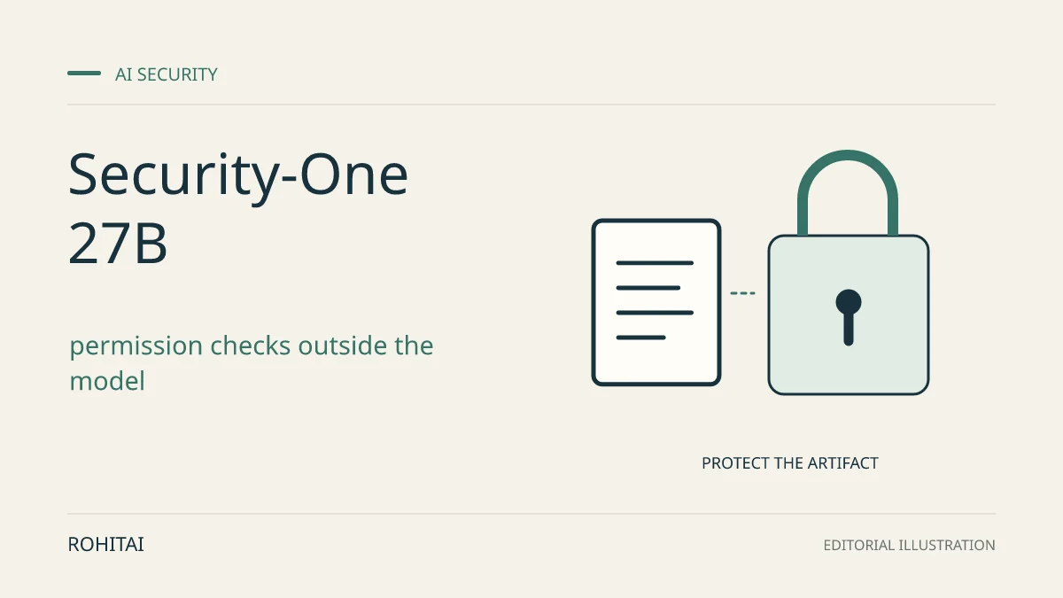 Editorial illustration for Security-One 27B: When to Use It for Agent Security Triage: a document and lock represent artifact protection. Not documentary evidence.