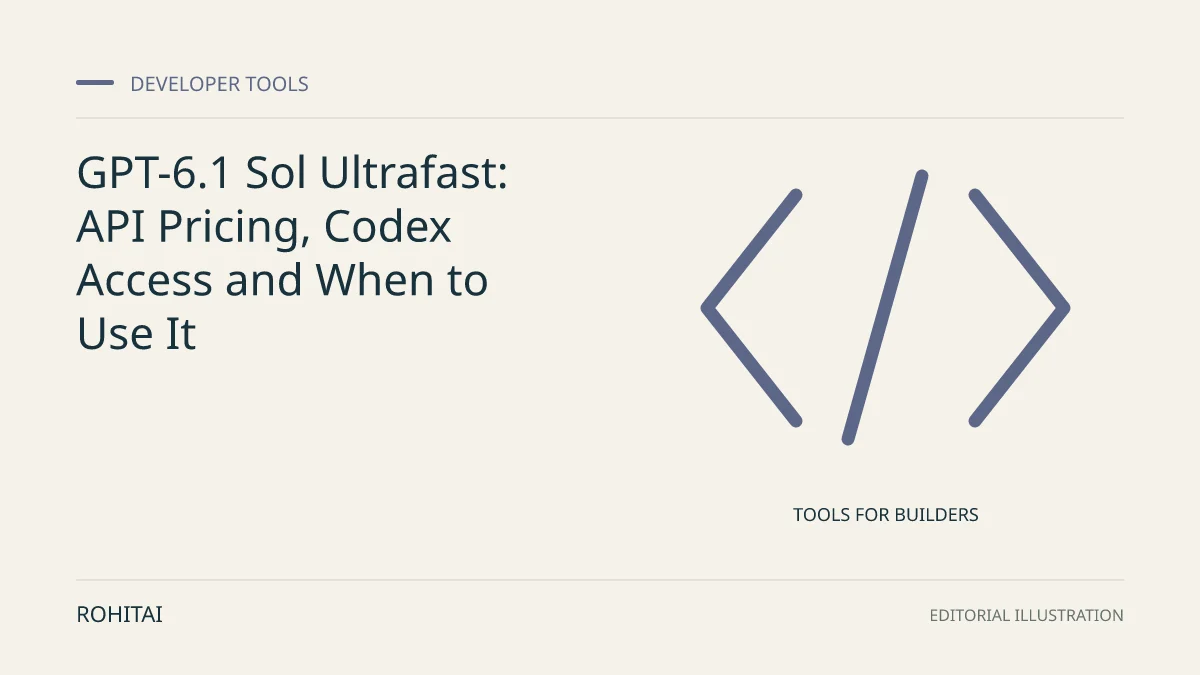 Editorial illustration for GPT-6.1 Sol Ultrafast: API Pricing, Codex Access and When to Use It: code brackets represent developer tools. Not documentary evidence.