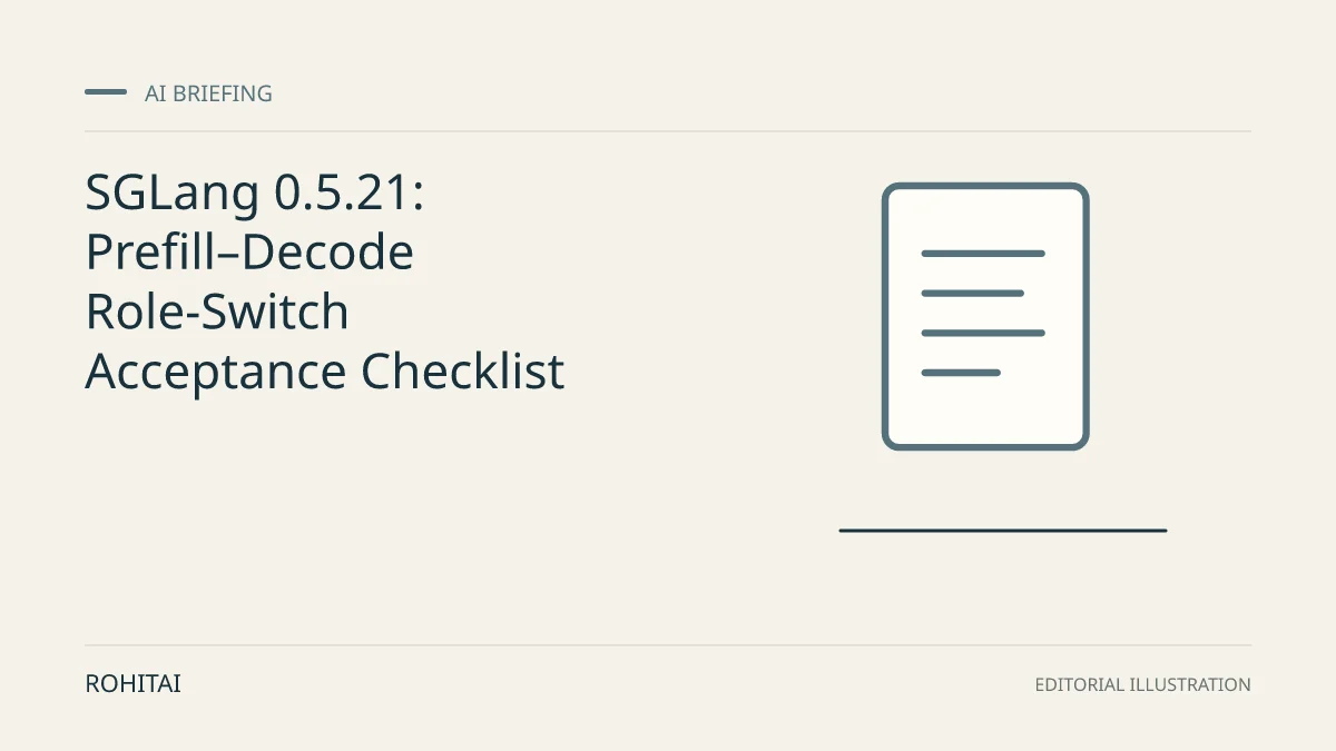 Editorial illustration for SGLang 0.5.21: Prefill–Decode Role-Switch Acceptance Checklist: a document represents the research briefing. Not documentary evidence.