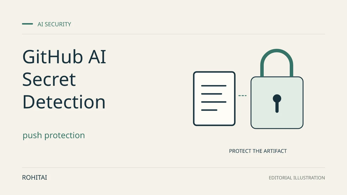 Editorial illustration for GitHub AI Secret Detection: Alerts, Push Protection and Review Costs: a document and lock represent artifact protection. Not documentary evidence.
