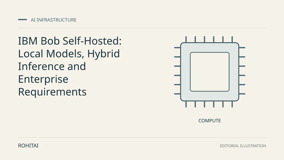 Editorial illustration for IBM Bob Self-Hosted: Local Models, Hybrid Inference and Enterprise Requirements: a processor represents compute infrastructure. Not documentary evidence.