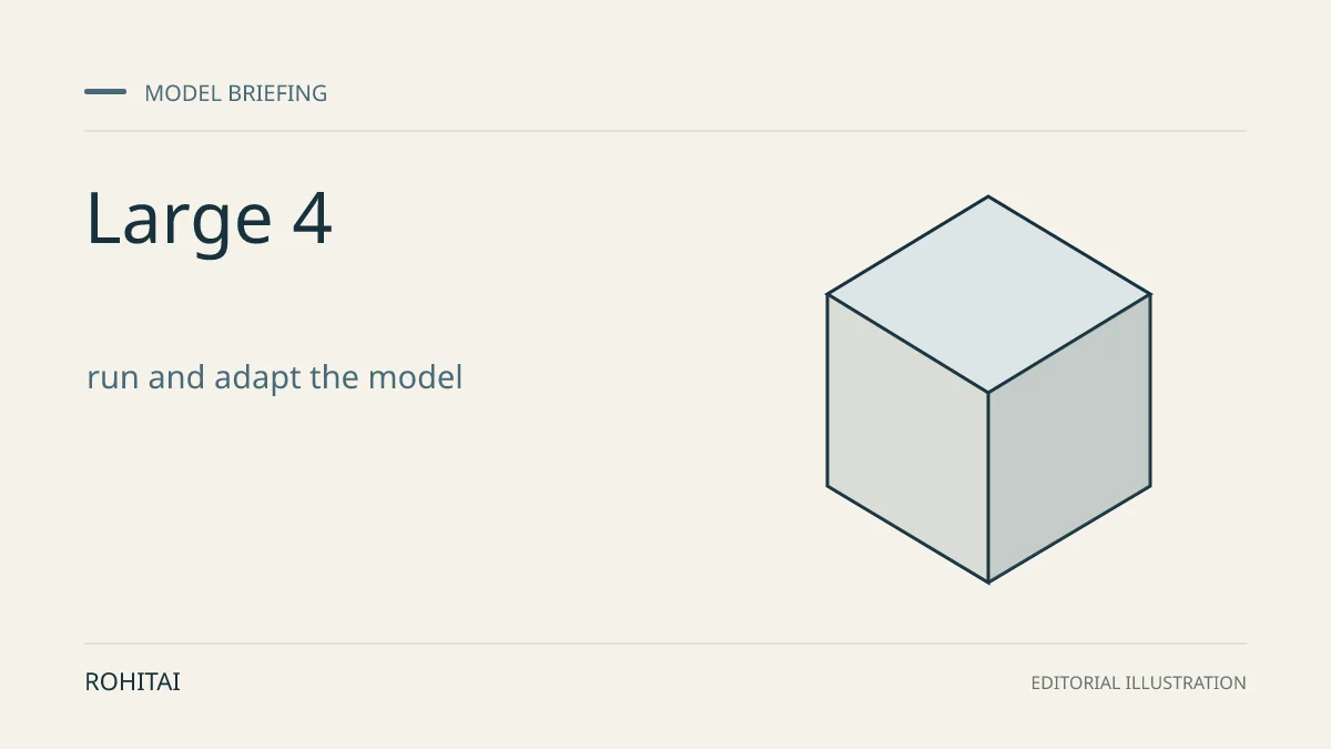 Editorial illustration for Mistral releases Large 4 weights for self-hosting: a geometric block represents a model release. Not documentary evidence.