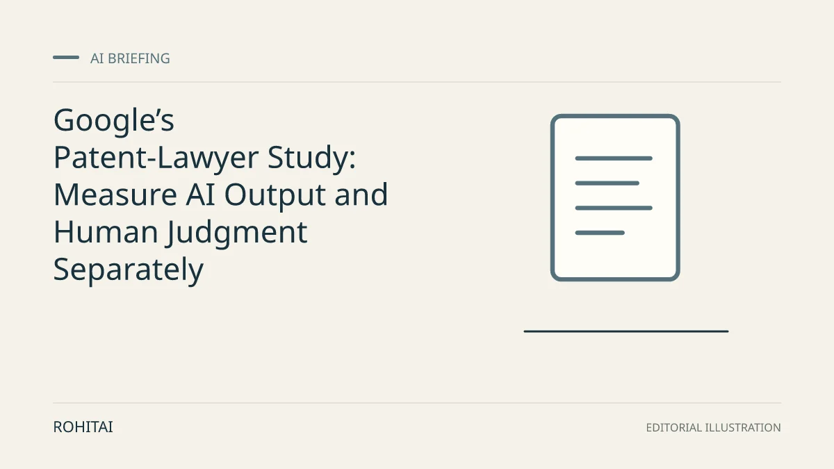 Editorial illustration for Google’s Patent-Lawyer Study: Measure AI Output and Human Judgment Separately: a document represents the research briefing. Not documentary evidence.