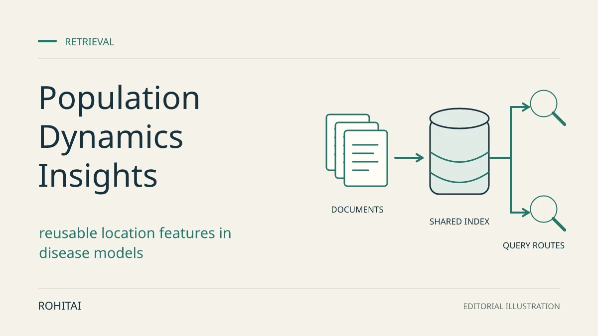 Editorial illustration for Google’s PDFM Health Studies: When to Evaluate Population Dynamics Insights: documents enter a shared index with two query paths. Not documentary evidence.