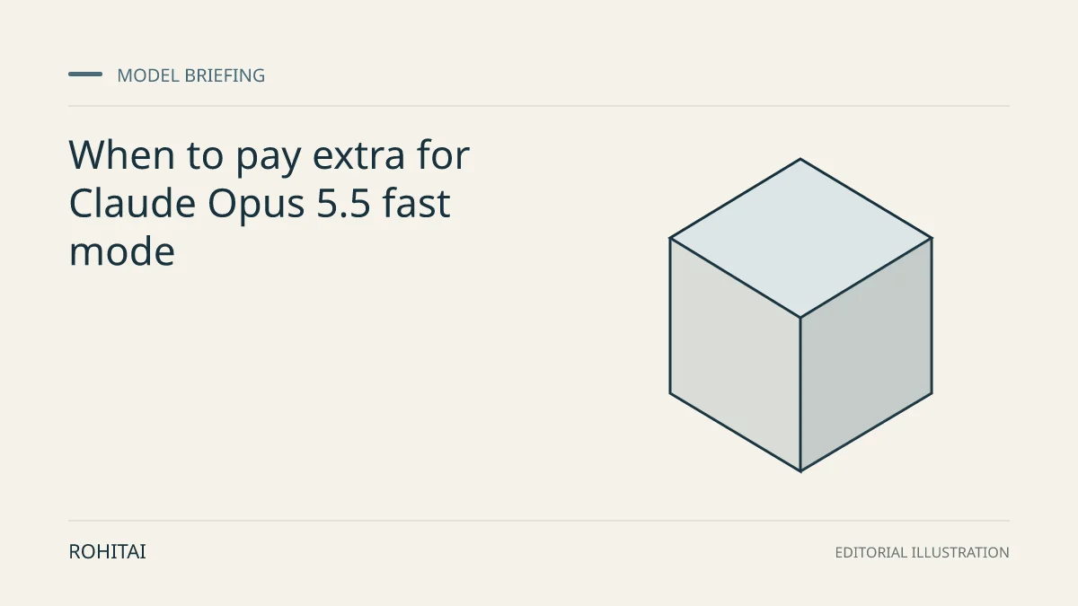 Editorial illustration for When to pay extra for Claude Opus 5.5 fast mode: a geometric block represents a model release. Not documentary evidence.