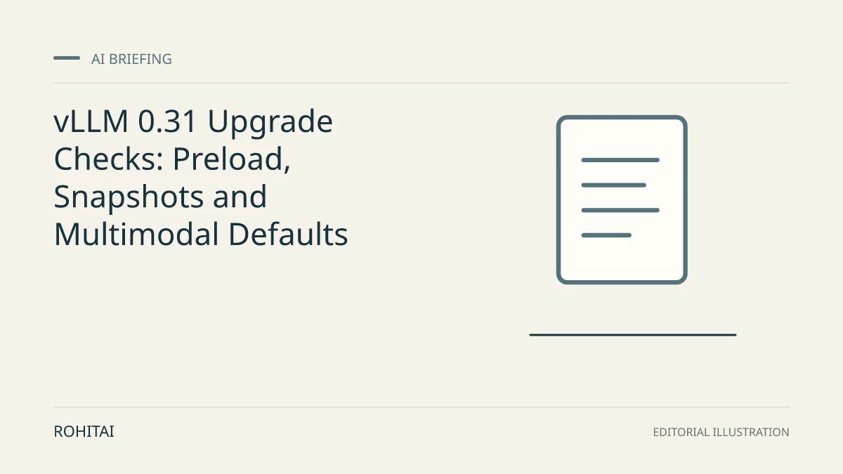 Editorial illustration for vLLM 0.31 Upgrade Checks: Preload, Snapshots and Multimodal Defaults: a document represents the research briefing. Not documentary evidence.