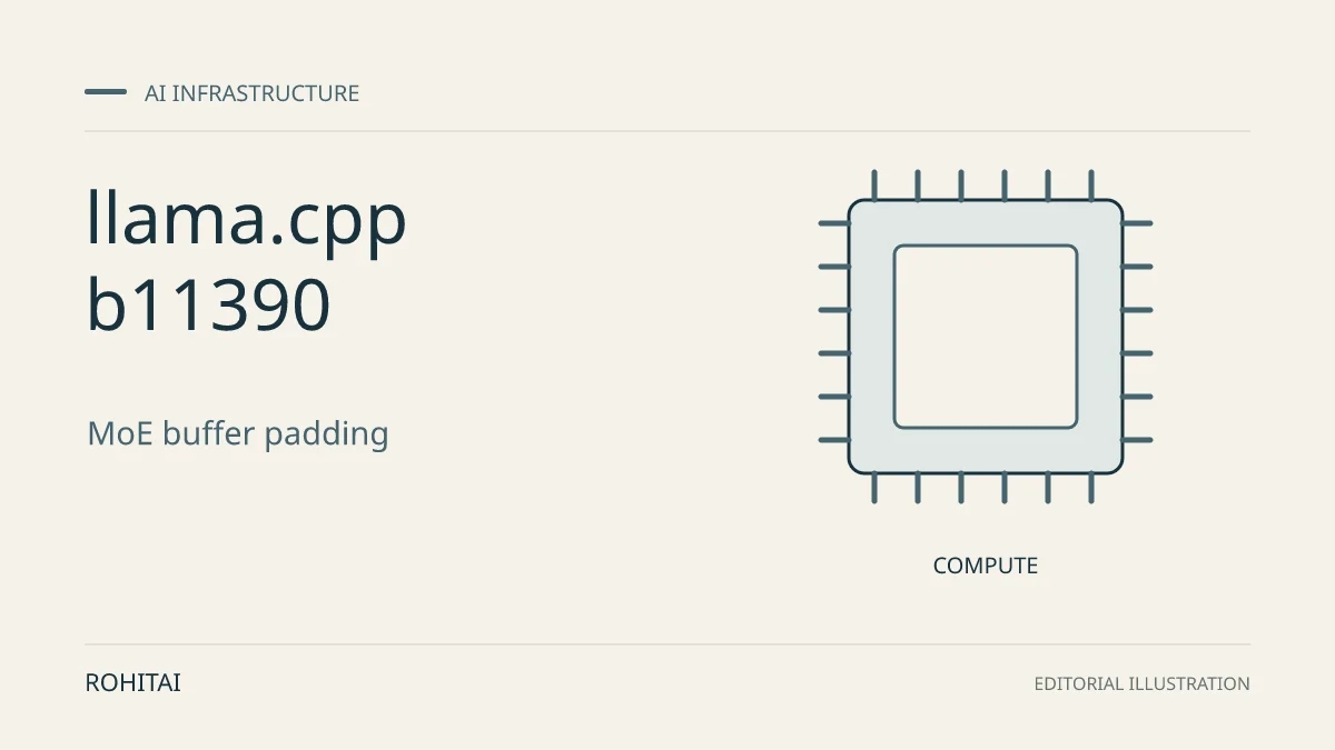 Editorial illustration for llama.cpp b11390: CUDA MoE Memory-Fault Fix and Upgrade Guide: a processor represents compute infrastructure. Not documentary evidence.
