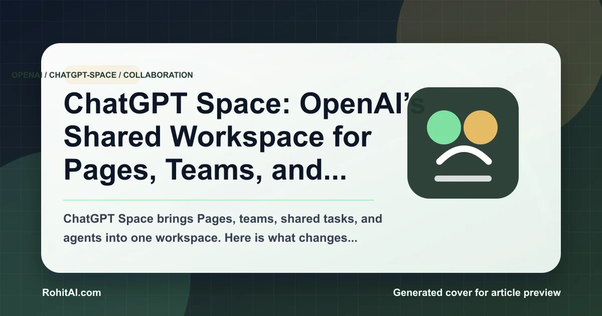 ChatGPT Space collaboration map connecting Pages, people, team tasks, plugins, meetings, and AI agents