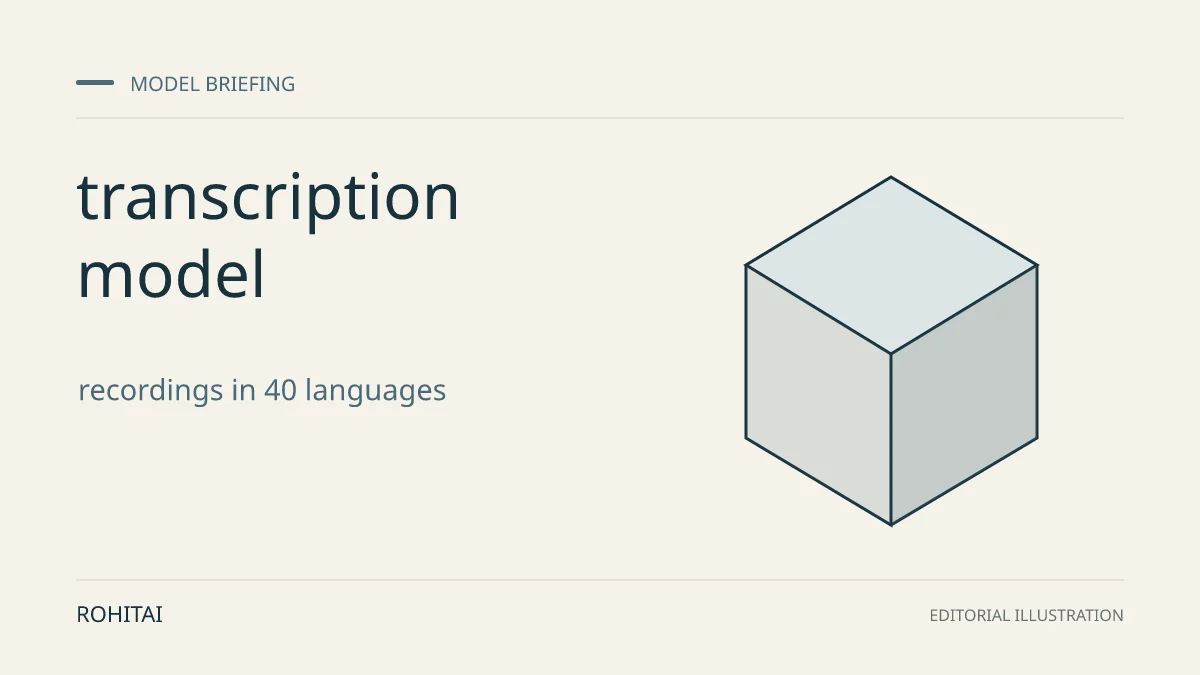 Editorial illustration for NVIDIA releases an open transcription model for recordings in 40 languages: a geometric block represents a model release. Not documentary evidence.