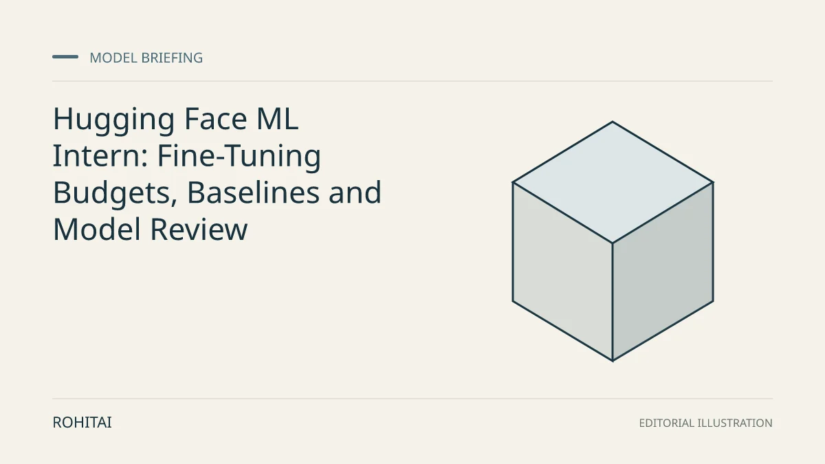 Editorial illustration for Hugging Face ML Intern: Fine-Tuning Budgets, Baselines and Model Review: a geometric block represents a model release. Not documentary evidence.